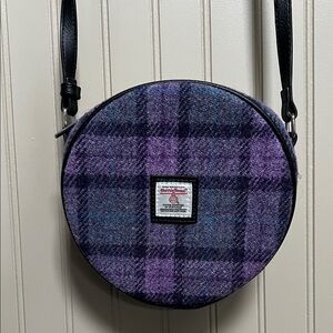 Elegant Purple Plaid Wool Crossbody Bag